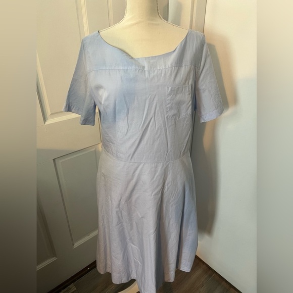 LOFT Dresses & Skirts - LOFT light Blue with 2 front side pockets 100% Cotton Lined Dress Size 12
